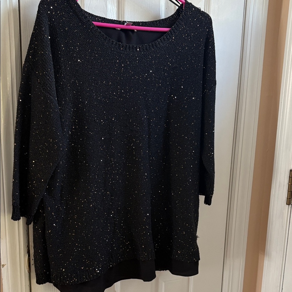 Jennifer Lopez Black and Gold Knit Sweater